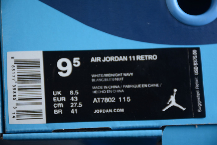 AIR JORDAN 11 RETRO "Midnight Navy White" AT7802-115