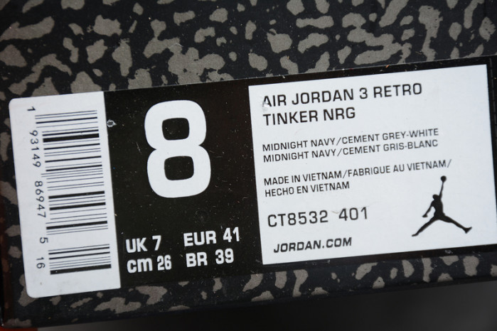 AIR JORDAN 3 “MIDNIGHT NAVY” CT8532-401